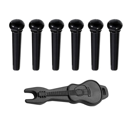 Picture of Jinlop Acoustic Guitar Bridge Pins & Guitar Pegs with Bridge Pin Puller Remover Guitar Pegs Parts Replacement Tool-Black