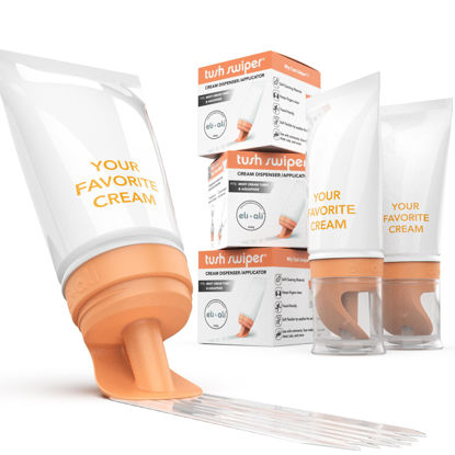 Picture of Eli & Ali Tush Swiper - Diaper Rash Cream & Butt Paste Applicator - Universal Fit for Most Diaper Creams | Mess-Free & Hygienic Alternative to Cream Spatula - Carry Less Baby Gear - Orange, 3 Pack