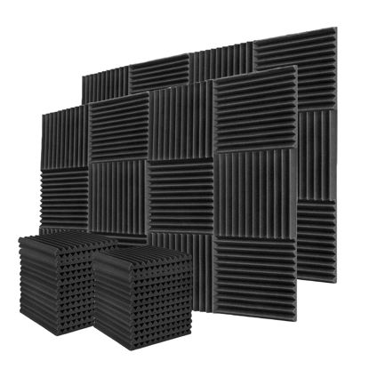 Picture of 52 Pack Acoustic Foam Panels,1" x 12" x 12"Acoustic Wedge Studio Foam Sound Absorption Wall Panels (Black)