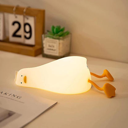 Picture of Cute Duck Lamp,Fun Lying Flat Duck/Chicken/Pig/Rabbit/Panda Night Light,LED Squishy Animal Novelty Lamp,Toddler Baby Night Light Christmas gifts for Kids,Nursery Touch Kawaii Lamp Room/House Décor