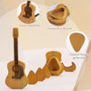 Picture of 3 PCS Cool Guitar Picks Engraved Wooden Plectrum Case，Wooden Acoustic Guitar Pick Box，Wooden Guitar Pick Holder for Guitarists，Gift for Electric Bass Guitar Ukulele Music Instrument Lover