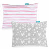 Picture of Biloban Organic Cotton Toddler Pillowcase 2 Pack, (Pillowcase Only) Kids Pillowcase for Sleeping Fit Pillow Sized 13"x 18" or 14"x19", Envelope Travel Pillowcase for Girl Boy, Gray Heart & Pink Strip