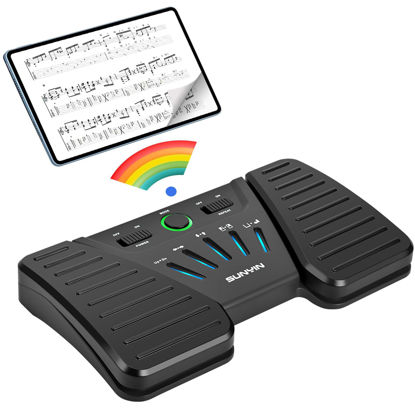 Picture of Wireless Page Turner Pedal Buletooth Foot Pedal Music Page Turner Pedal for Phones Ipad Tablets Phone Rechargeable Hands-Free Page Turner Pedal Anti-slip（Black)