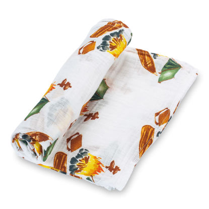 Picture of LollyBanks Swaddle Blanket | 100% Muslin Cotton | Newborn and Baby Nursery Essentials for Boys, Registry | Camp Theme Print