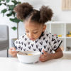 Picture of Bumkins Short Sleeve Bib for Girl or Boy, Toddler and Kids for 1-3 Years, Large Size, Essential Must Have for Junior Children, Eating, Mess Saving Soft Fabric Apron for Play, Heart Black and White