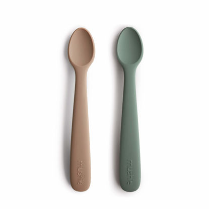 Picture of mushie Silicone Baby Feeding Spoons | 2 Pack (Dried Thyme/Natural)