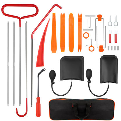Picture of GROMOO Kit de emergencia para automóvil de 28 piezas con cuña para Ventana de automóvil, Bomba de Bolsa de cuña de aire, agarrador de Largo alcance, herramienta de extracción de recorte automático