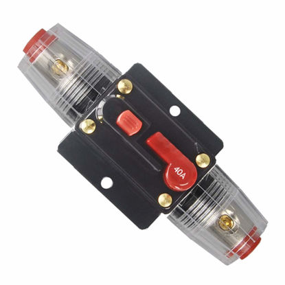 Picture of WOHHOM 30A 40A 50A 60A 80A 100A 150A Audio Circuit Breaker Auto Car Stereo Inline Fuse Holders Inverter, Manual Reset 12V-24V DC for Automotive Marine Boat Audio System Protection (40A)