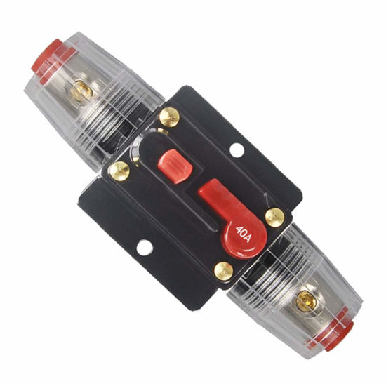 Picture of WOHHOM 30A 40A 50A 60A 80A 100A 150A Audio Circuit Breaker Auto Car Stereo Inline Fuse Holders Inverter, Manual Reset 12V-24V DC for Automotive Marine Boat Audio System Protection (40A)