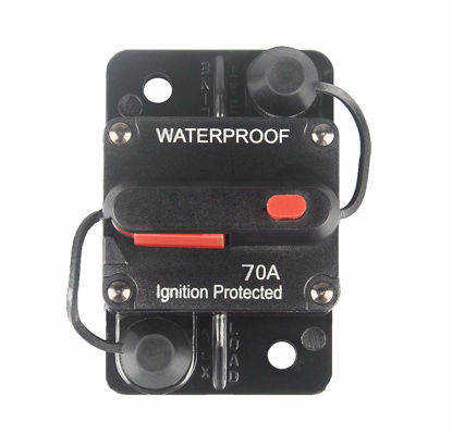 Picture of WOHHOM 70 Amp Circuit Breaker with Manual Reset 12V-36V DC Waterproof Surface Mount for Car Audio Rv Marine Boat Truck Trolling Motors, 30-300A Car Speaker Resettable Fuse