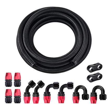 Picture of EVIL ENERGY 6AN Fuel Line Kit, 6AN Nylon Braided Fuel Line Hose Fitting Kit CPE 20FT Black&Red