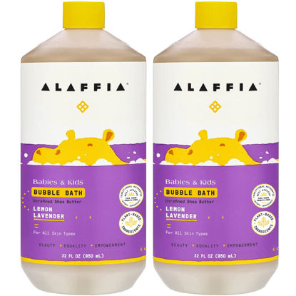 Picture of Alaffia Babies and Kids Bubble Bath, Gentle Baby Essentials for Delicate Skin, Cleansing & Calming Bubbles, Plant Based Formula, Vegan, Lemon Lavender (2 Pack - 32 Fl Oz Ea)