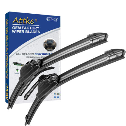 Picture of ATTKE OEM Quality Front Windscreen Wiper Blades for Ford Focus 2000-2011/Toyota Highlander 2001-2007/RAV4 2001-2005 (22″+19″ Front Windshield Wiper Blade Set)