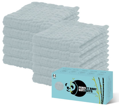 Picture of HIPHOP PANDA 10 Pack 6-Layers Muslin Burp Cloths Large - Durable 100% Cotton - Baby Essentials Extra Absorbent and Soft Boys & Girls Rags for Newborn Registry (Slate, 20" X10")