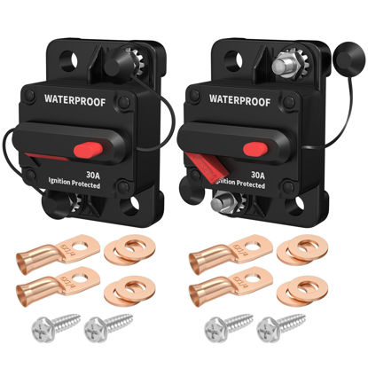 Picture of DaierTek 30 Amp Circuit Breaker 12V Marine Circuit Breaker 30A Resettable Fuse Circuit Breaker DC 12 Volt Waterproof for Automotive Car RV Boat -2Pack