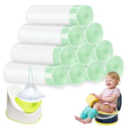 Picture of 200 Pack Portable Potty Chair Liners with Drawstring,Disposable Training Toilet Seat Potty Bags for Kids Toddler Pet Outdoors(17.3x9.4 inch)