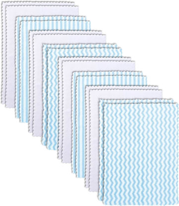 Picture of 16 Pack Super Soft Baby Burp Cloths, Baby Washcloths, Ultra Absorbent Large Newborn Burping Cloth for Boy and Girl, Milk Spit Up Rags, Unisex for Baby Sensitive Skin, Aqua and White, 16 x 12 Inch