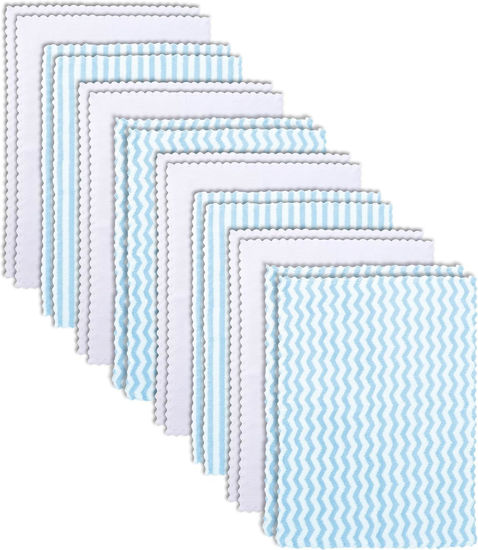 Picture of 16 Pack Super Soft Baby Burp Cloths, Baby Washcloths, Ultra Absorbent Large Newborn Burping Cloth for Boy and Girl, Milk Spit Up Rags, Unisex for Baby Sensitive Skin, Aqua and White, 16 x 12 Inch