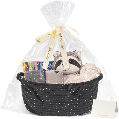 Picture of CHICVITA Black Basket Empty Gift Basket, Small Woven Basket for Organizing, Rope Basket for Storage, Decorative Basket for Dogs, Cats, Cute Basket for Shelves, 12"x 8"x 5"