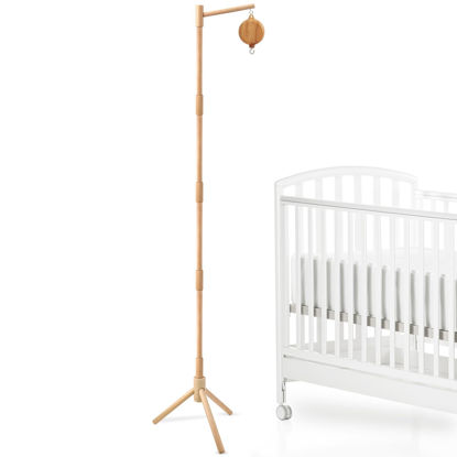 Picture of Floor-Standing Crib Mobile Arm with Music Box - 65 Inch Wooden Mobile Arm for Crib - Crib Mobile Motor - Volume Control - 35 Lullabies - Wooden Nursery Decor - Baby Mobile Hanger