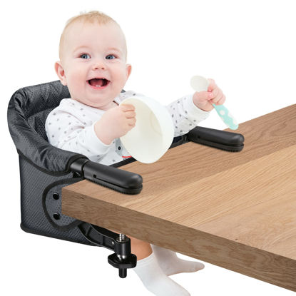 Picture of Hook On Chair, Safe and High Load Design, Fold-Flat Storage and Tight Fixing Clip on Table High Chair, Removable Seat Cushion, Attach to Fast Table Chair (Black)