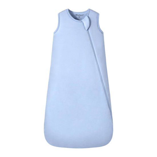 Picture of Mosebears Unisex Rayon Made from Bamboo Sleep Sack with 2-Way Zipper,2.5 Tog Baby Winter Sleep Sack (Fog Blue,0-6 Months)
