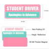 Picture of Lusinus Pink Student Driver Magnet for Car - 2-Pack Reflective Magnetic Bumper Sticker Set - Removable Novice Driver Safety Attention Sign - Weather-Resistant 10 x 3.5