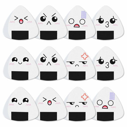Picture of Guitar Picks, Ukulele Picks [12 Pack] 0.71mm Medium White Sushi Rice Balls Pattern Guitar Picks Classical Triangle Guitar Plectrums for Bass, Acoustic & Electric Guitars