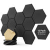 Picture of 12 Pack Acoustic Panels Sound Absorbing, Self Adhesive Sound Proof Panels, Hexagon High Density Sound Deadening Panels, 12"X10"X0.4" Wall Decor for Bedroom,Home,Studio,Office(Black)