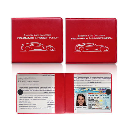 Picture of Ziciner Car Registration Insurance Holder, 2Pack Essential Auto Card Document Glove Box Organizer with Velcro Closure, Vehicle Interior Accessories Perfect for Most Car, Truck, SUV (Red/Small Car)