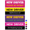 Picture of Rio Salto 4-Pack Large New Driver Car Magnet Please Be Patient Magnet Permit Student Driver Magnets Sticker Cool Prank Rookie Funny Magnetic Car Accessories Bumper Nervous AF Pink Purple