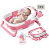 Picture of Collapsible Baby Bathtub for Newborns to Toddler with Real-time Temp Monitor & Floating Cushion,Portable Travel Tub for 0-36 Month, Foldable Baby Bath Tub for Infants Girl (Pink)
