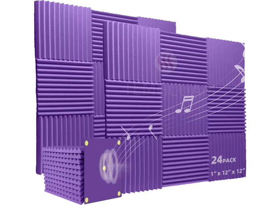 Picture of TEMGCUAM 24 Pack Sound Proof Foam Panels|1"×12"×12" Quick-Recovery Soundproof Wall Panels | High Density Sound Dampening Panels for Home Studio (Purple)