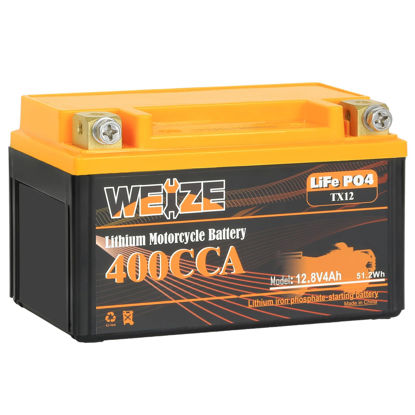 Picture of Weize Lithium YTX9, 400A LiFePO4 Motorcycle Battery YTX12, 12V 4AH YTX7 ATV, UTV, Tractor, Generator, Scooter, Personal Watercraft, Seadoo, Jet Ski, Snowmobile and 4 Wheeler Battery