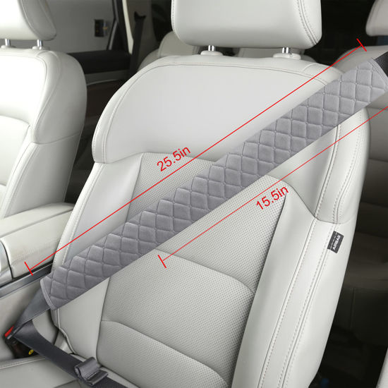 Picture of HighnessHwoo Extra Long Seatbelt Covers for Adults Kids Women & Men, Soft Car Seat Belt Strap Cushion for Sedan, SUV, Trucks, Shoulder Neck Chest Protector Pads, Auto Accessories, 1pc, Gray, 15.5in
