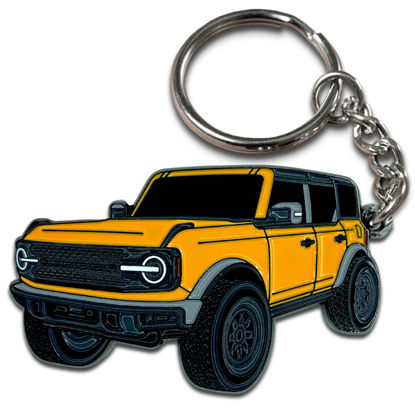 Picture of FOUR WHEEL BEAST Bronco Keychain Accessories 2023 4 door key chain Fob Cover Cool Car Mods (Cyber Orange)