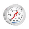 Picture of MEASUREMAN 1-1/2" Dial Size, Glycerin Filled Fuel Pressure Gauge, 304 Stainless Steel case, 0-15Psi, 3-2-3%, 1/8"NPT Back Mount