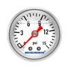Picture of MEASUREMAN 1-1/2" Dial Size, Glycerin Filled Fuel Pressure Gauge, 304 Stainless Steel case, 0-15Psi, 3-2-3%, 1/8"NPT Back Mount