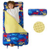 Picture of beeweed Toddler Nap Mat, Rollup Design Kid Sleeping Mat with Removable Pillow & Minky Blanket, Toddler sleeping bag for Daycare Preschool Travel Camping, Excavator