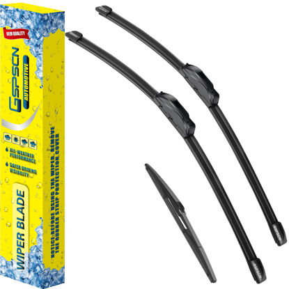 Picture of GSPSCN 3 Wipers OEM QUALITY Replacement For Dodge Journey 2020-2009 /Mazda 3 2013-2010，Quiet and Durable Stable Premium Original Equipment Windshield Wiper Blades Set 24"+19"+14" (Set of 3)