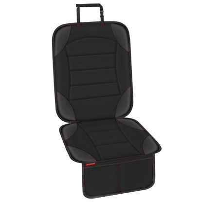 Picture of Sinvitron Car Seat Protector, Seats Protector with Leather and Fabric Padding, Non-Slip Backing with Mesh Pockets, Waterproof seat Protectors for Vehicles Baby Pets