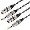 Picture of KINXIYU XLR Female to 1/4 Inch TS Cables 10 FT/2Pack, Nylong Braided XLR 3 Pin Female to 6.35mm TS Male Unbalanced Interconnect Wire Mic Cord for Dynamic Microphone (Pure Copper Conductors)
