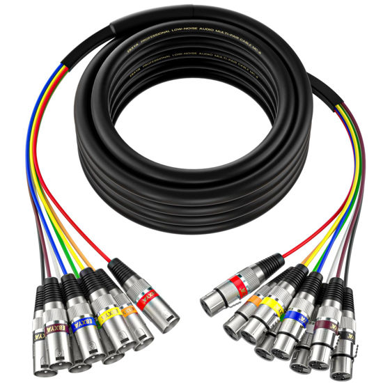 Picture of EBXYA 8 Channel XLR Snake Cables 25ft - XLR Male to Female Snake Cable for Live, Recording, Studios