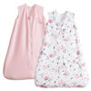 Picture of PHF Soft Micro-Fleece Baby Sleep Sack, 0-6 Months Warm Baby Wearable Blanket, 2-Way Zipper Sleeping Bags, 2 Pack Comfy Toddler Sleeping Sack for Baby Girls, Small Size, Floral