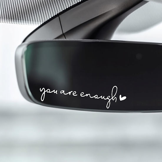 Picture of Miarita 3X Hello Beautiful Rearview Mirror Decal, Vanity Mirror Stickers, Rear View Mirror Sticker, Car Mirror Stickers, Stocking Stuffer Gifts Idea (You are Enough White)