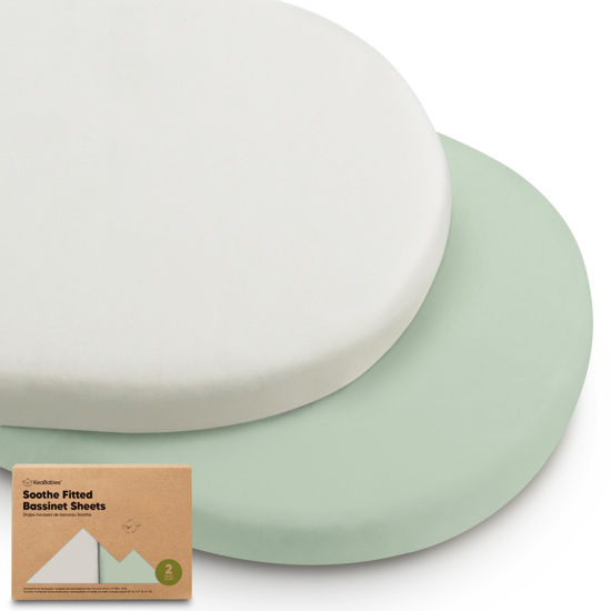 Picture of 2-Pack Organic Bassinet Sheets for Girls, Boys - 100% Cotton Bassinet Mattress Sheets Compatible with Halo Bassinest Swivel Sleeper, Graco, Baby Delight, Chicco, Unisex Fitted Bassinet Sheets (Sage)