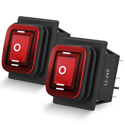 Picture of Nilight 6Pin On Off On Rocker Switch 2PCS Red LED Lighted IP67 Waterproof DPDT 3 Position Latching 20A 12VDC 125VAC Toggle Switch Motor for Car Boat Automotive Vehicles