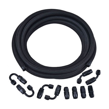 Picture of EVIL ENERGY 6AN Fuel Line Kit, 6AN Nylon Braided Fuel Line Hose Fitting Kit CPE 16FT Black