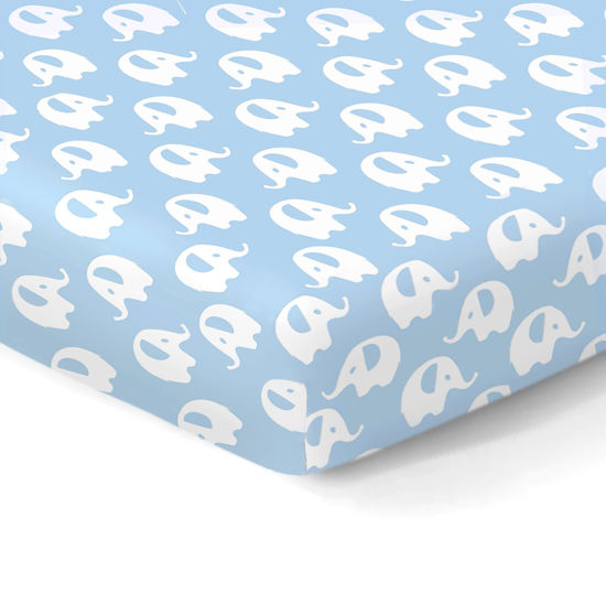 Picture of 100% Organic Cotton Fitted Sheets for Standard Crib and Toddler Mattresses/Pads 28” x 52” and up to 6” Thick. Boys and Girls. Fits, Dream On Me, Lullaby, Safety 1st, Newton, and Other Brands. Boy