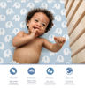 Picture of 100% Organic Cotton Fitted Sheets for Standard Crib and Toddler Mattresses/Pads 28” x 52” and up to 6” Thick. Boys and Girls. Fits, Dream On Me, Lullaby, Safety 1st, Newton, and Other Brands. Boy